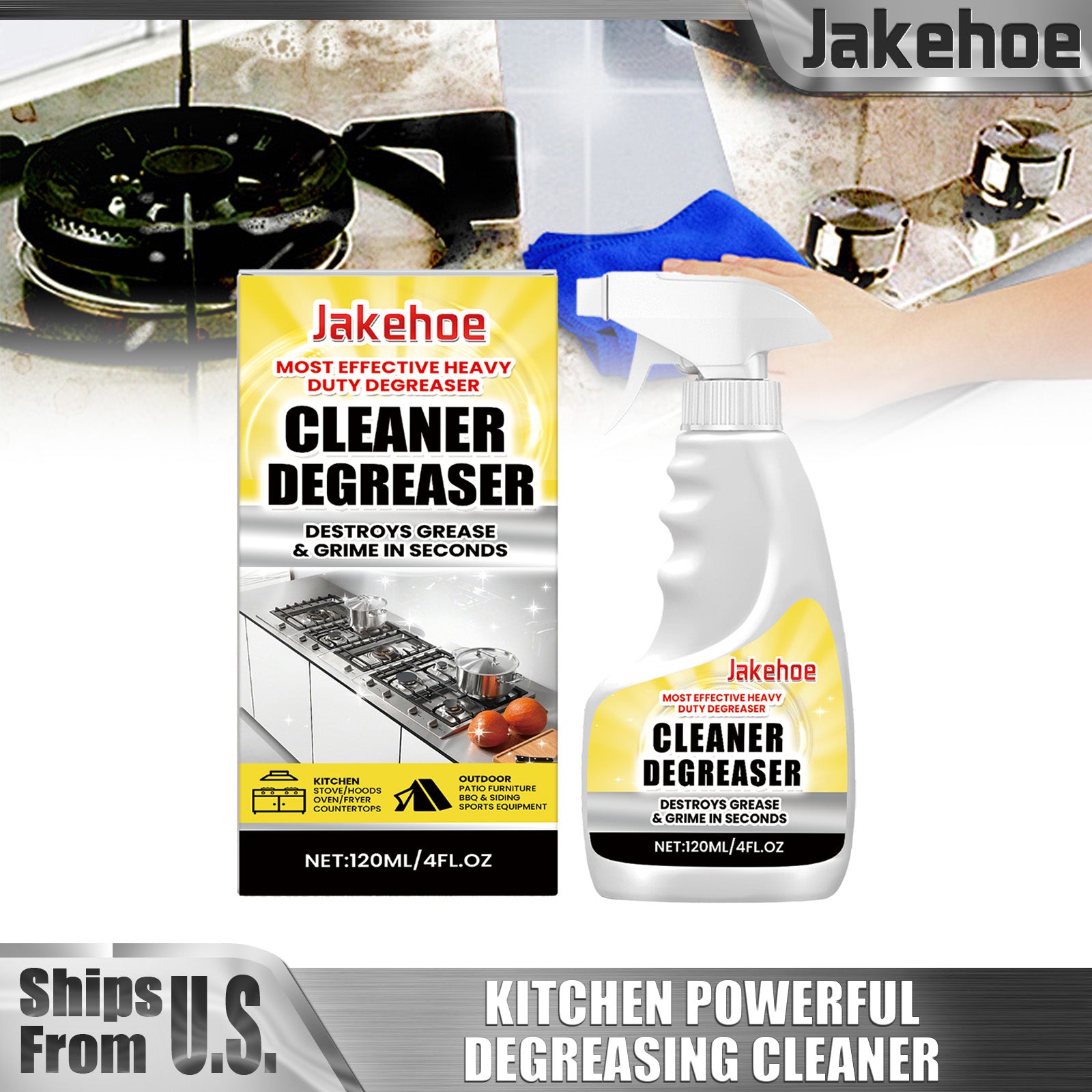 120ml Kitchen Power Degreaser Dissolving Remove Oil Stains Stove Oven Grill Grease Foam Cleaner Restore Polish Kitchen Tools