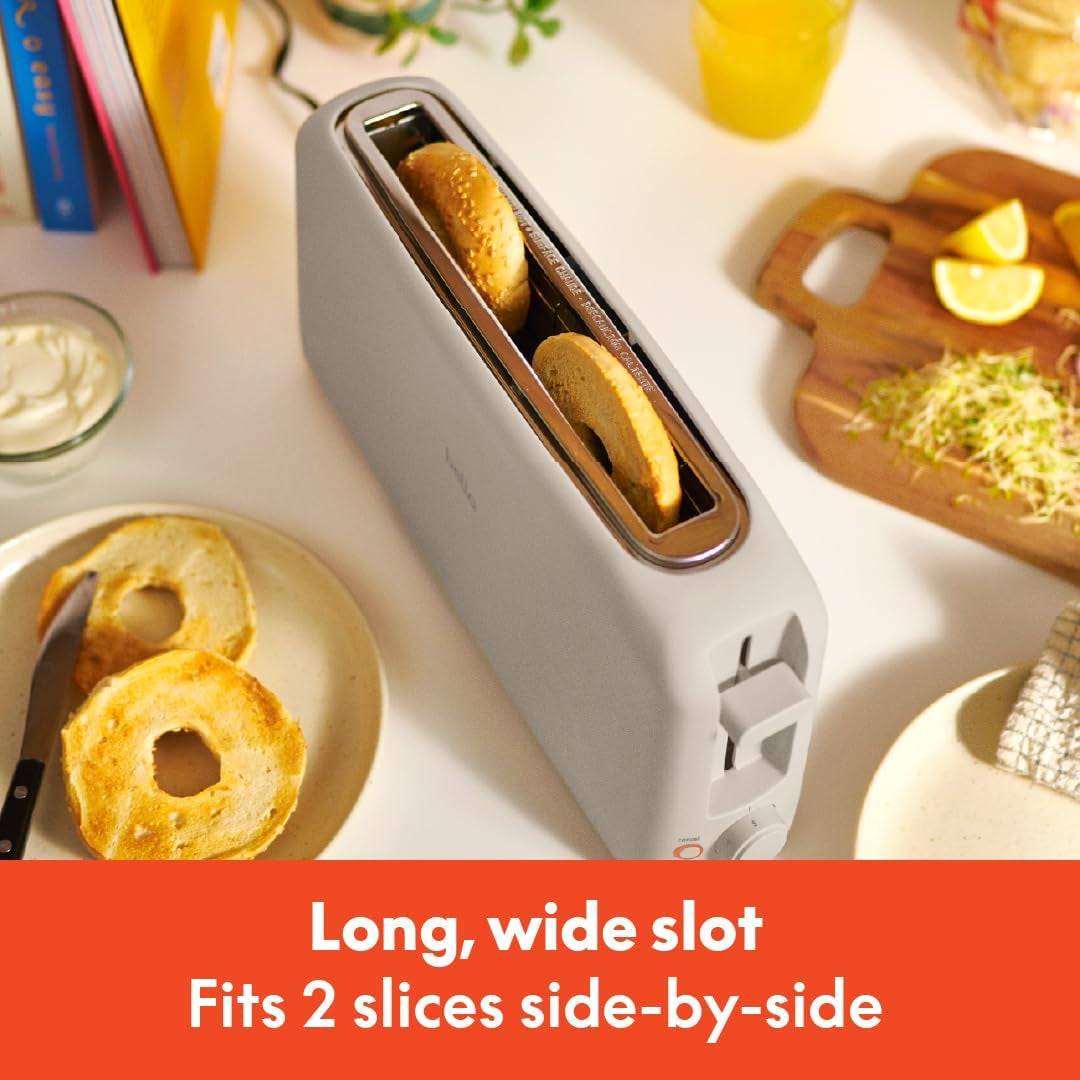 2 Slice Slim Toaster, Fits-anywhere™ Kitchenware, 6 Setting Shade Control with Reheat & Cancel Buttons, Fits sourdough, 10” Long Slot, Anti Jam & Auto Shutoff, 900 Watt, Oatmilk