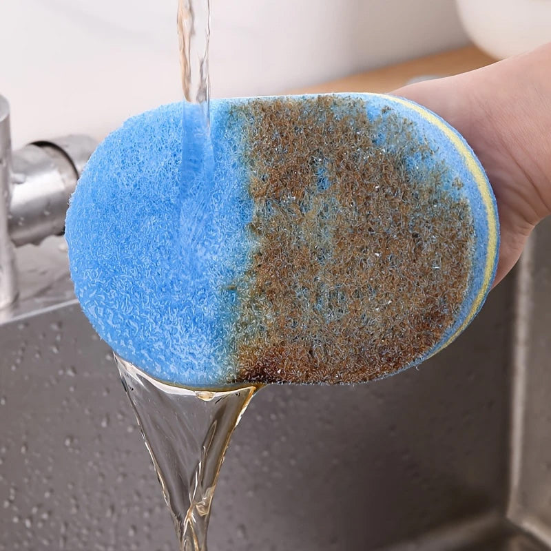Dual-Layer Scrub Brush 2-Pack - Long Handle Pot Scrubber & Bathtub Cleaner for Kitchen, Tile, Sinks, Non-Scratch Sponge