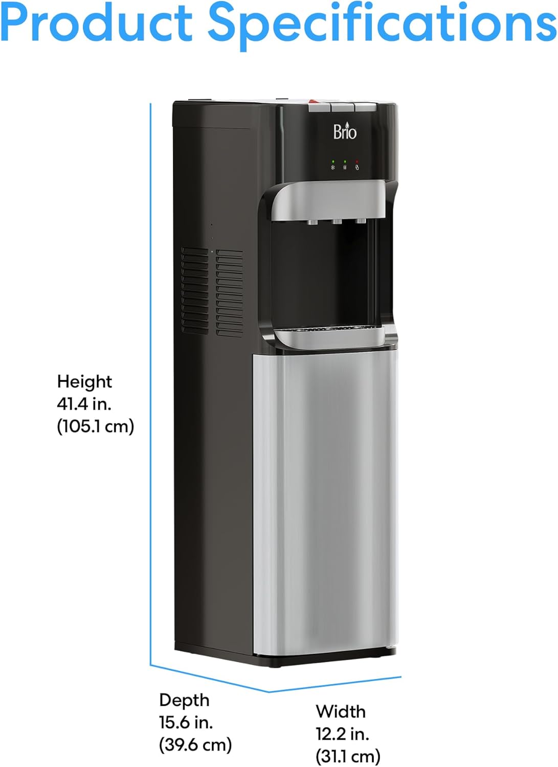 Brio Bottom Loading Water Cooler Dispenser for 5 Gallon Bottles