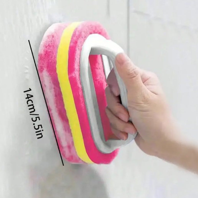 Dual-Layer Scrub Brush 2-Pack - Long Handle Pot Scrubber & Bathtub Cleaner for Kitchen, Tile, Sinks, Non-Scratch Sponge