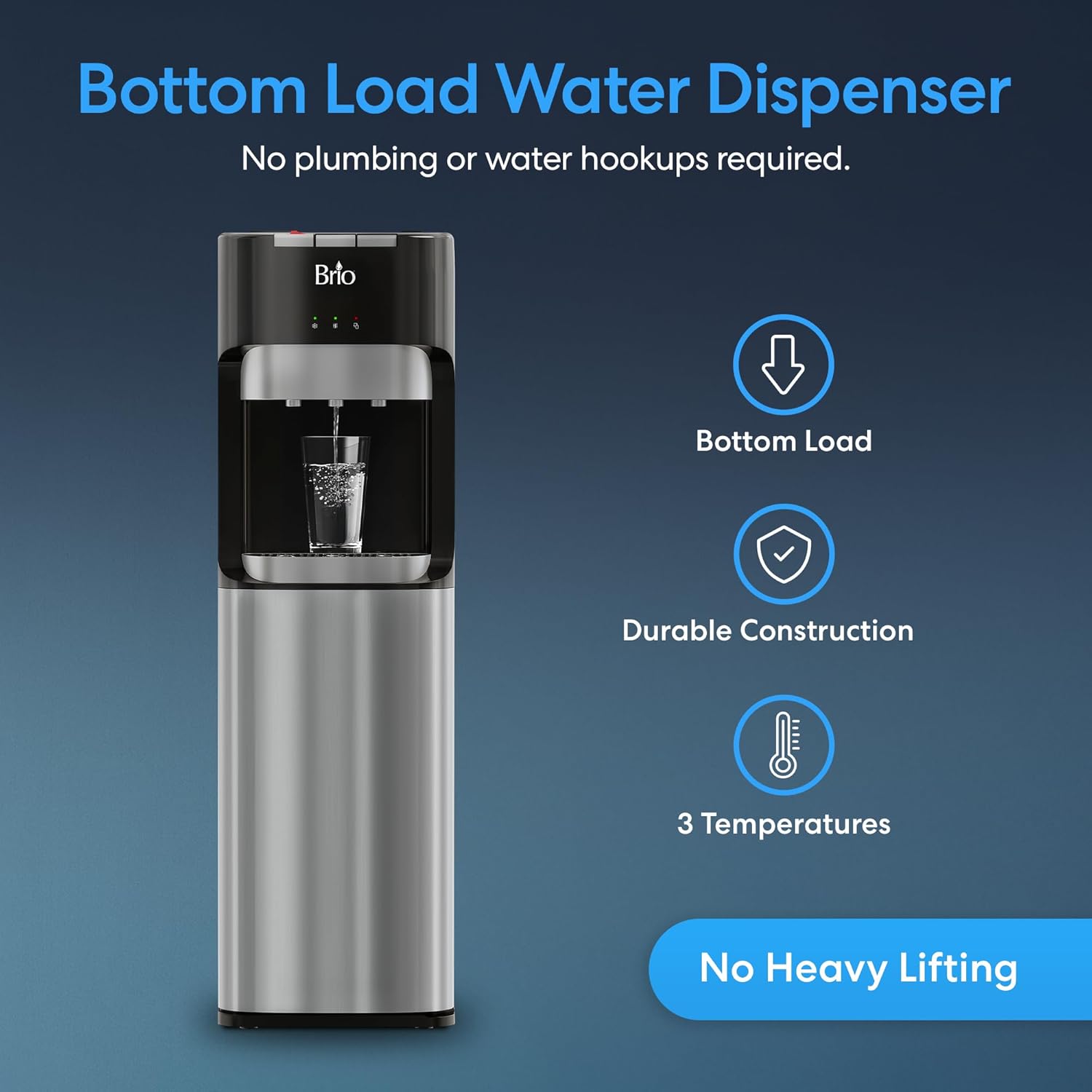 Brio Bottom Loading Water Cooler Dispenser for 5 Gallon Bottles