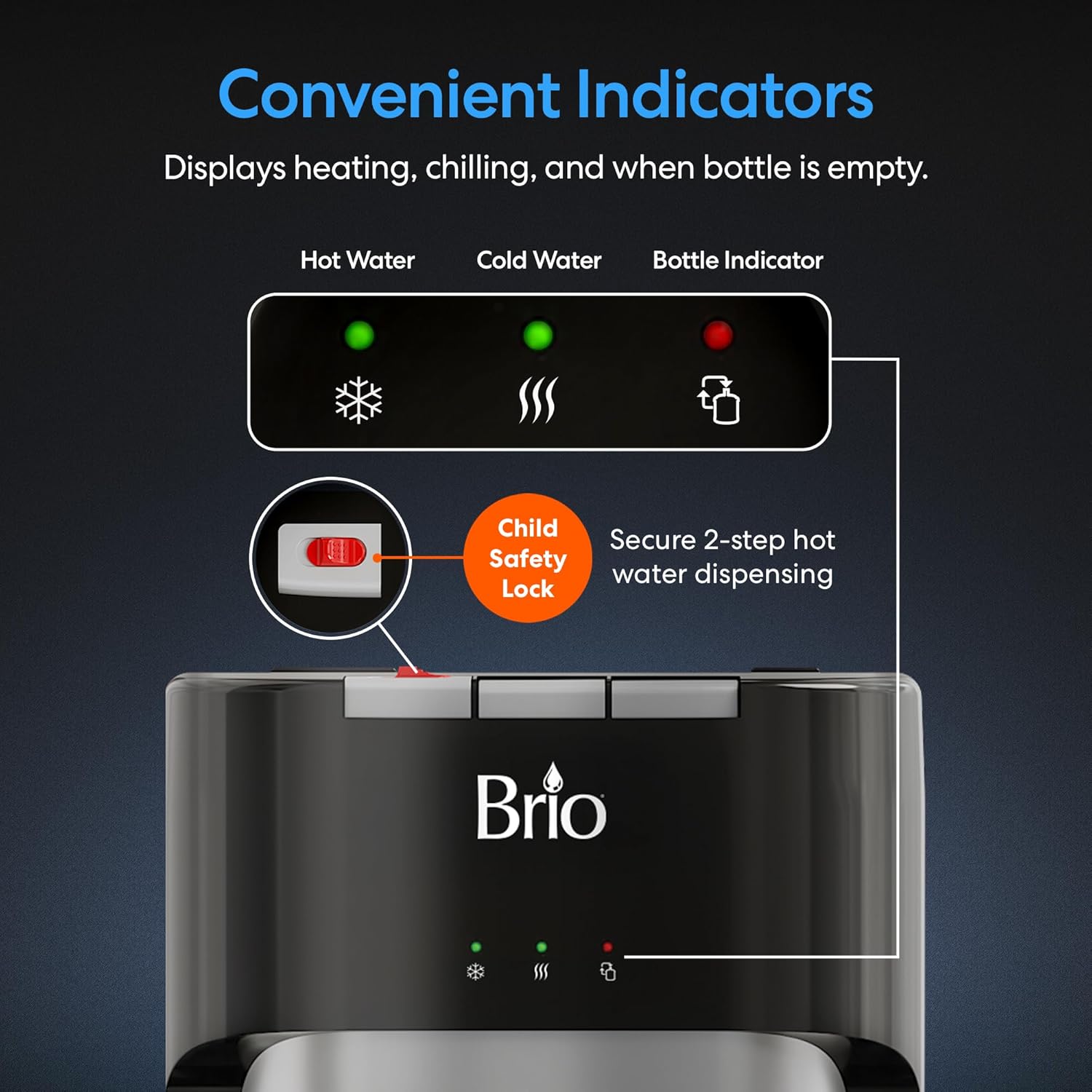 Brio Bottom Loading Water Cooler Dispenser for 5 Gallon Bottles