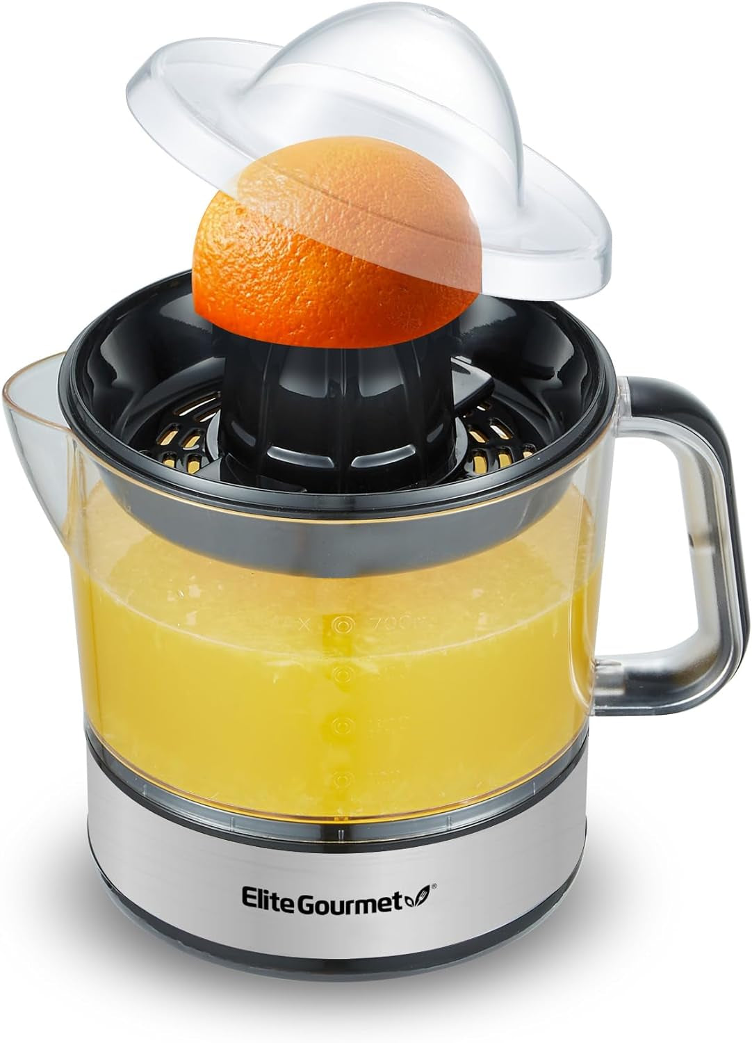 ETS623 BPA-Free Electric Citrus Juicer, Compact, Large Volume, Pulp Control, Oranges, Lemons, Limes, Grapefruits with Easy Pour Spout, 24oz, Black/Stainless Steel